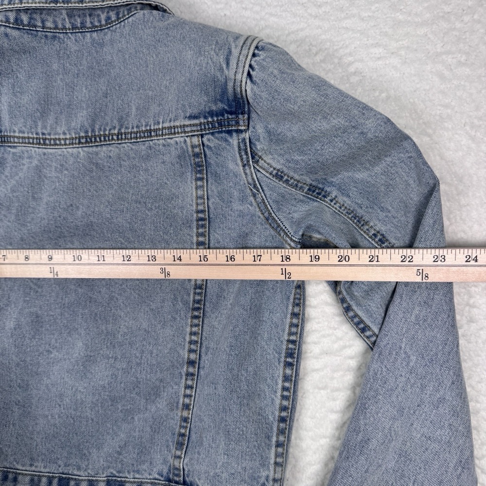 Pomander Place Denim‎ Jean Jacket Blue Size Small Shoulder Pads Retro Trucker - Picture 7 of 11